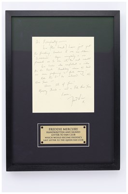 Lot 156 - QUEEN - FREDDIE MERCURY HANDWRITTEN & SIGNED LETTER.