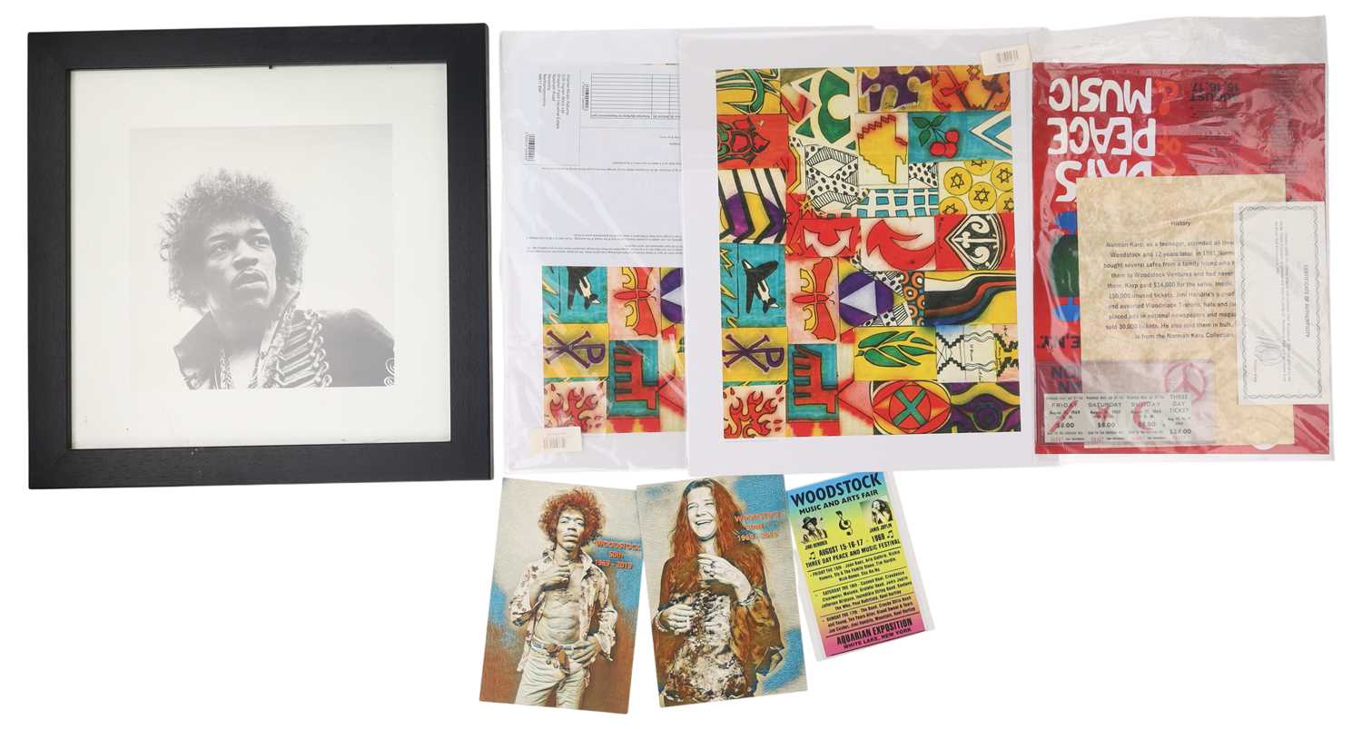 Lot 51 - WOODSTOCK MEMORABILIA - TICKET / LITHO PRINT SET.