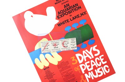 Lot 51 - WOODSTOCK MEMORABILIA - TICKET / LITHO PRINT SET.