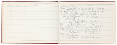 Lot 158 - LIVE AID - VISITORS BOOK FROM AFTERPARTY SIGNED BY PERFORMING ARTISTS.