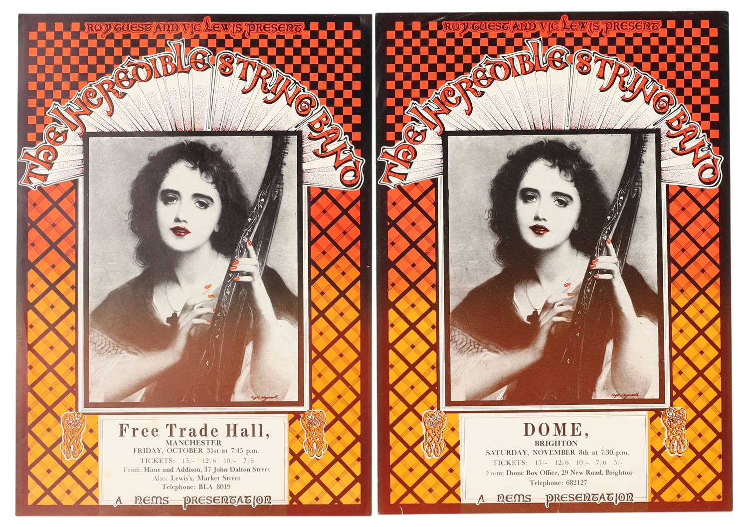 Lot 88 - HAPSHASH AND THE COLOURED COAT - PAIR OF ORIGINAL HANDBILLS FOR THE INCREDIBLE STRING BAND.