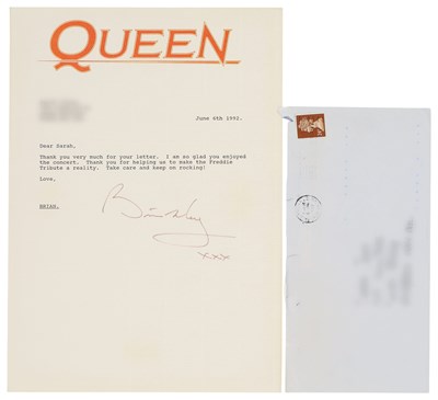 Lot 162 - QUEEN - BRIAN MAY SIGNED LETTER.