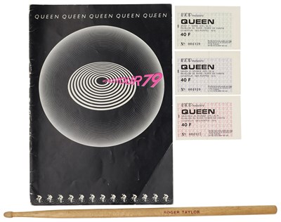 Lot 163 - QUEEN - ROGER TAYLOR USED PARIS 1979 DRUMSTICK.