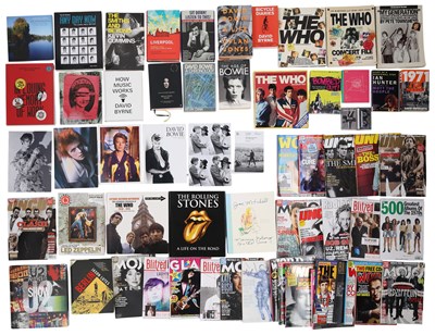 Lot 57 - MUSIC MEMORABILIA COLLECTION - BOOKS, MAGAZINES, LIVE AID POSTER AND MORE.