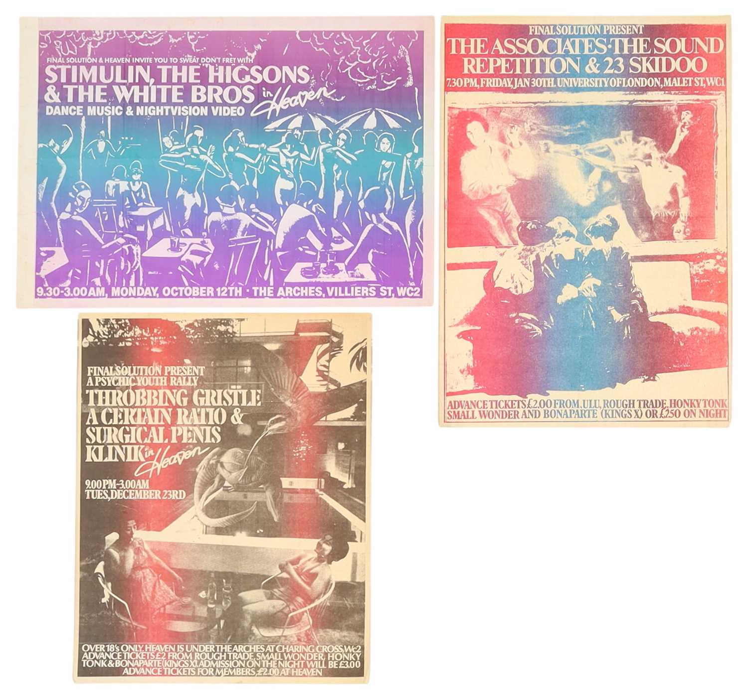 Lot 90 - THROBBING GRISTLE AND OTHERS - FINAL SOLUTION AT HEAVEN - ORIGINAL HANDBILLS.