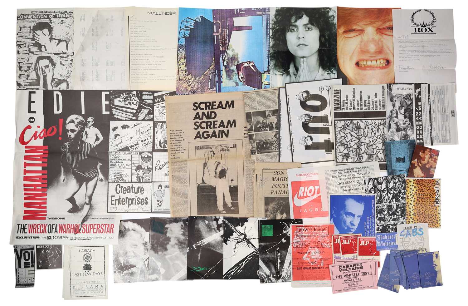Lot 91 - 1980S FLYERS, HANDBILLS, INVITES - CABARET VOLTAIRE AND MORE.