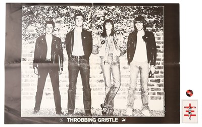 Lot 433 - THROBBING GRISTLE - POSTER, BADGE AND STICKER.