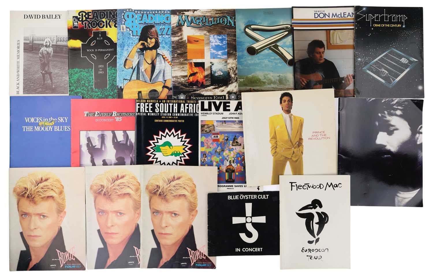 Lot 79 - CONCERT PROGRAMME COLLECTION INC BOWIE / PRINCE/LIVE AID ETC.
