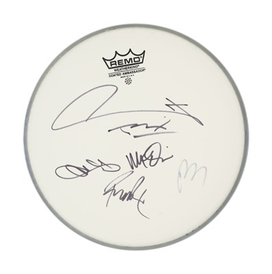 Lot 199 - LINKIN PARK - BAND SIGNED DRUM SKIN INC CHESTER BENNINGTON.