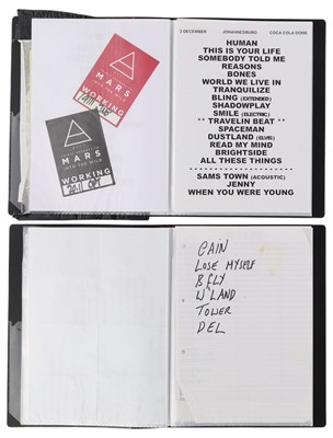 Lot 33 - TOUR USED SETLISTS - KINGS OF LEON / ELBOW ETC.