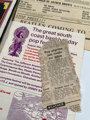 Lot 73 - ISLE OF WIGHT FESTIVAL - MEMORABILIA INC PROGRAMMES, HANDBILLS, PRESS CUTTINGS.