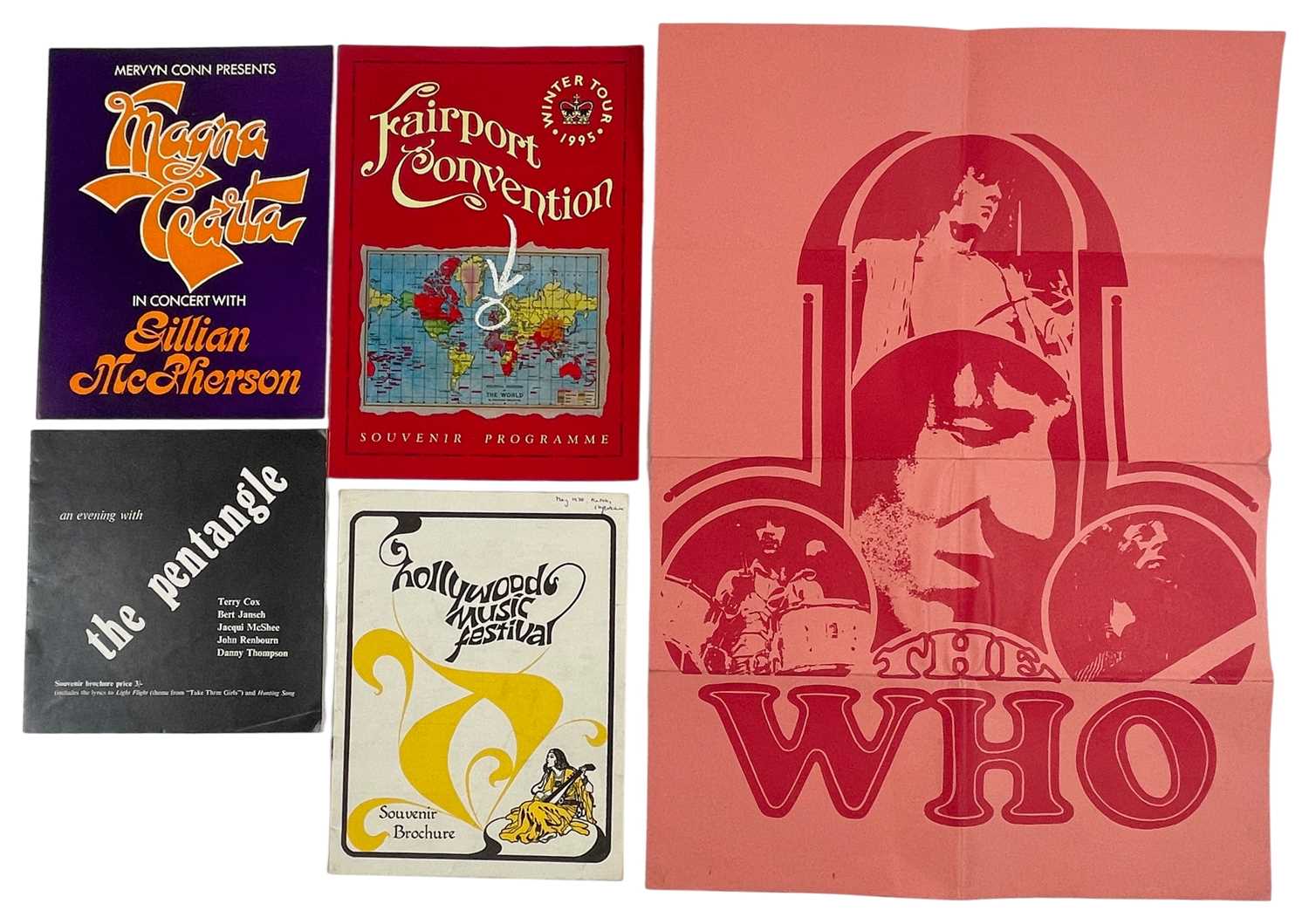 Lot 75 - COLLECTABLE PROGRAMMES INC THE WHO / HOLLYWOOD MUSIC FESTIVAL.