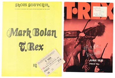 Lot 125 - T.REX - 1972 / 1974 PROGRAMMES AND TICKET STUB.