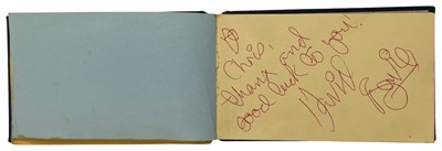 Lot 185 - AUTOGRAPH BOOK INC BOWIE & SPIDERS FROM MARS / THE WHO / ELTON JOHN.