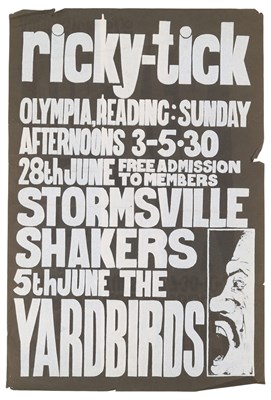 Lot 120 - THE YARDBIRDS - ORIGINAL AUGUST 1964 RICKY TICK POSTER.