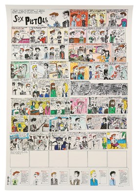 Lot 438 - THE SEX PISTOLS - MARK JAY DESIGNED 1977 CARTOON POSTER IN EXCELLENT CONDITION.