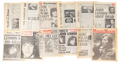 Lot 291 - THE BEATLES - GOOD COLLECTION OF NEWSPAPERS WITH JOHN LENNON HEADLINES.