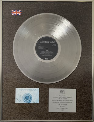 Lot 254 - WHITESNAKE - BPI PLATINUM DISC AWARD.