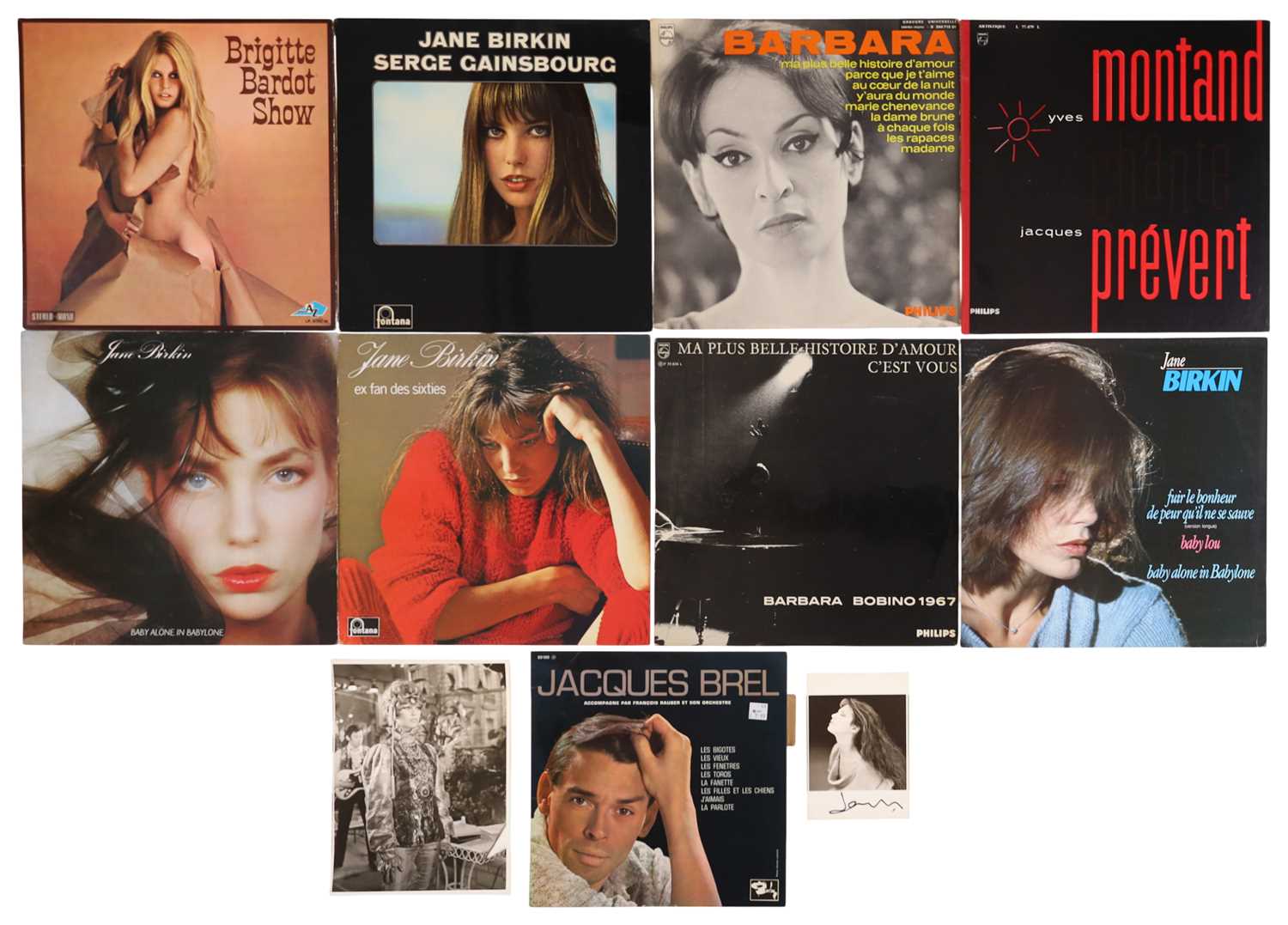 Lot 11 - 50'S 60'S FRENCH CHANSON, POP & JAZZ WITH RARE BRIGITTE BARDOT, JANE BIRKIN + SIGNED CARD