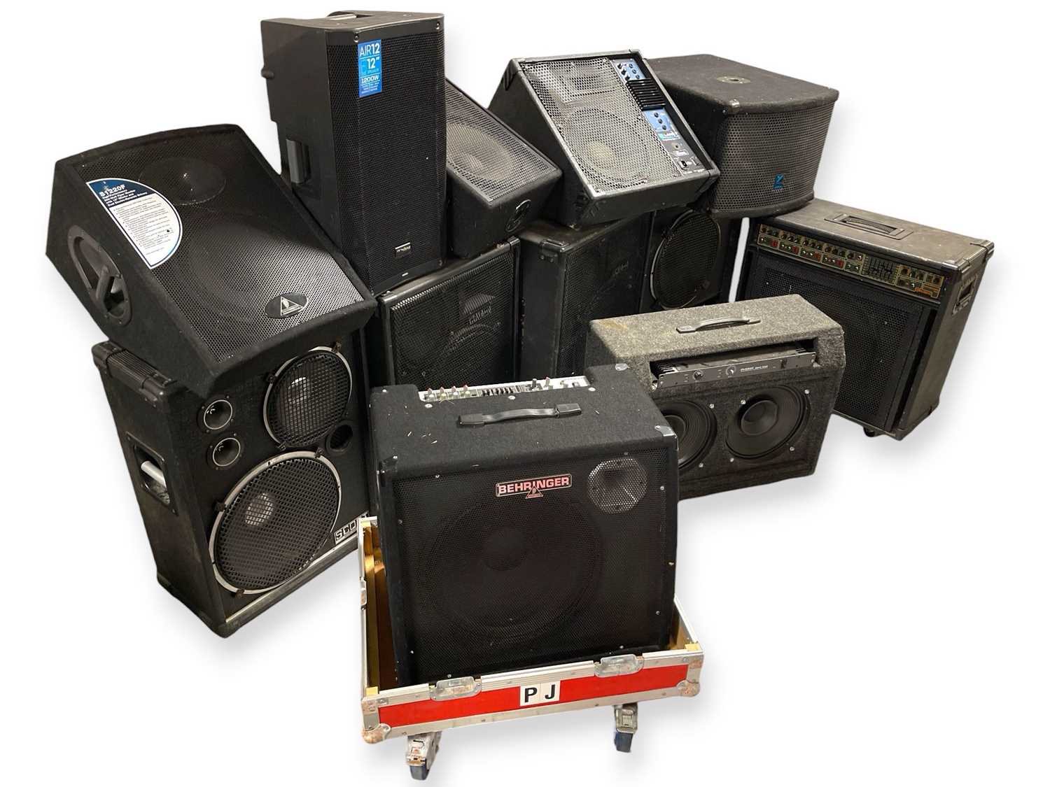Lot 22 - PA SPEAKERS AND AMPLIFIERS.