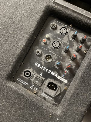 Lot 22 - PA SPEAKERS AND AMPLIFIERS.