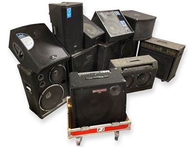 Lot 22 - PA SPEAKERS AND AMPLIFIERS.