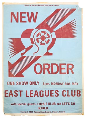 Lot 161 - NEW ORDER - 1985 - BRISBANE, AUSTRALIA CONCERT POSTER.