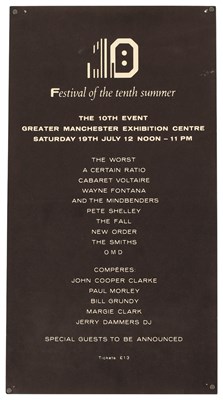 Lot 126 - THE SMITHS / THE FALL / NEW ORDER / FACTORY RECORDS - ORIGINAL '10TH SUMMER' POSTER.