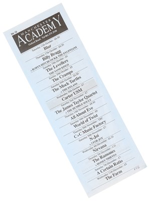 Lot 80 - MANCHESTER - 1991 NIRVANA TOUR HANDBILL.