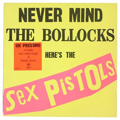 Lot 26 - SEX PISTOLS - NEVER MIND THE BOLLOCKS LP ('SPOTS 001') WITH ADDITIONAL STICKER TO REVERSE.