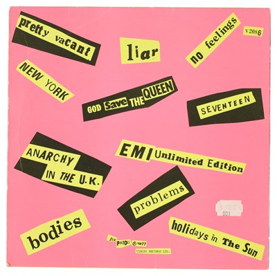Lot 26 - SEX PISTOLS - NEVER MIND THE BOLLOCKS LP ('SPOTS 001') WITH ADDITIONAL STICKER TO REVERSE.