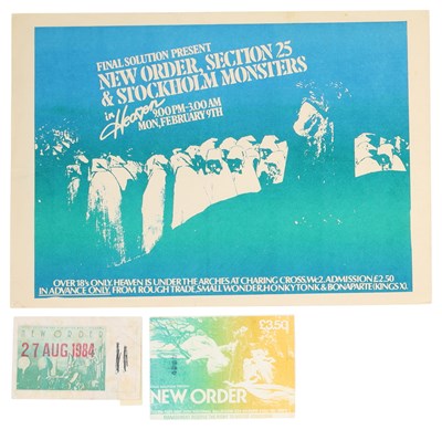 Lot 170 - NEW ORDER - ORIGINAL FINAL SOLUTION HANDBILL AND TICKETS.