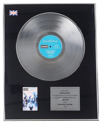 Lot 103 - OASIS - PRESENTATION DISC AWARD FOR DEFINITELY MAYBE.
