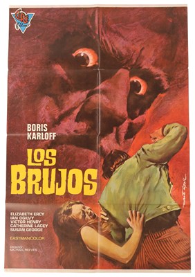 Lot 52 - BORIS KARLOFF- THE SORCERERS - ORIGINAL SPANISH ONE-SHEET POSTER.