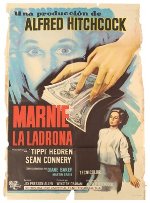 Lot 53 - ALFRED HITCHCOCK - ORIGINAL SPANISH ONE-SHEET POSTER FOR 'MARNIE'
