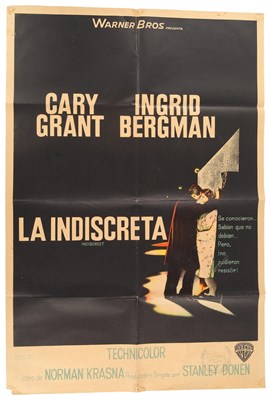 Lot 54 - CARY GRANT / INGRID BERGMAN - ORIGINAL ARGENTINIAN POSTER FOR 'INDISCREET' (1958).