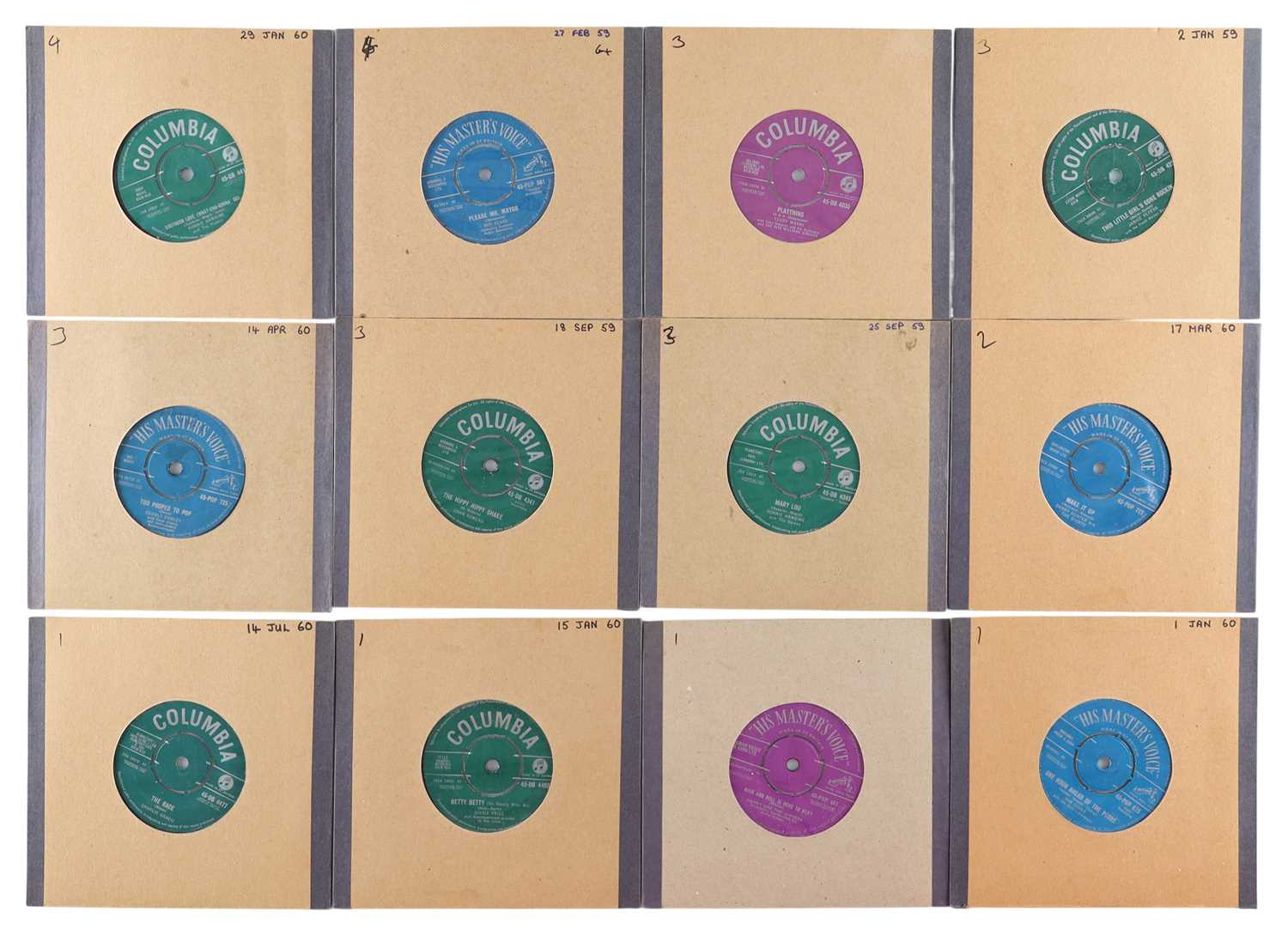 Lot 3 - 1957 TO 1960 COLUMBIA / HMV 7" COLLECTION INCLUDING RONNIE HAWKINS, ROY CLARK