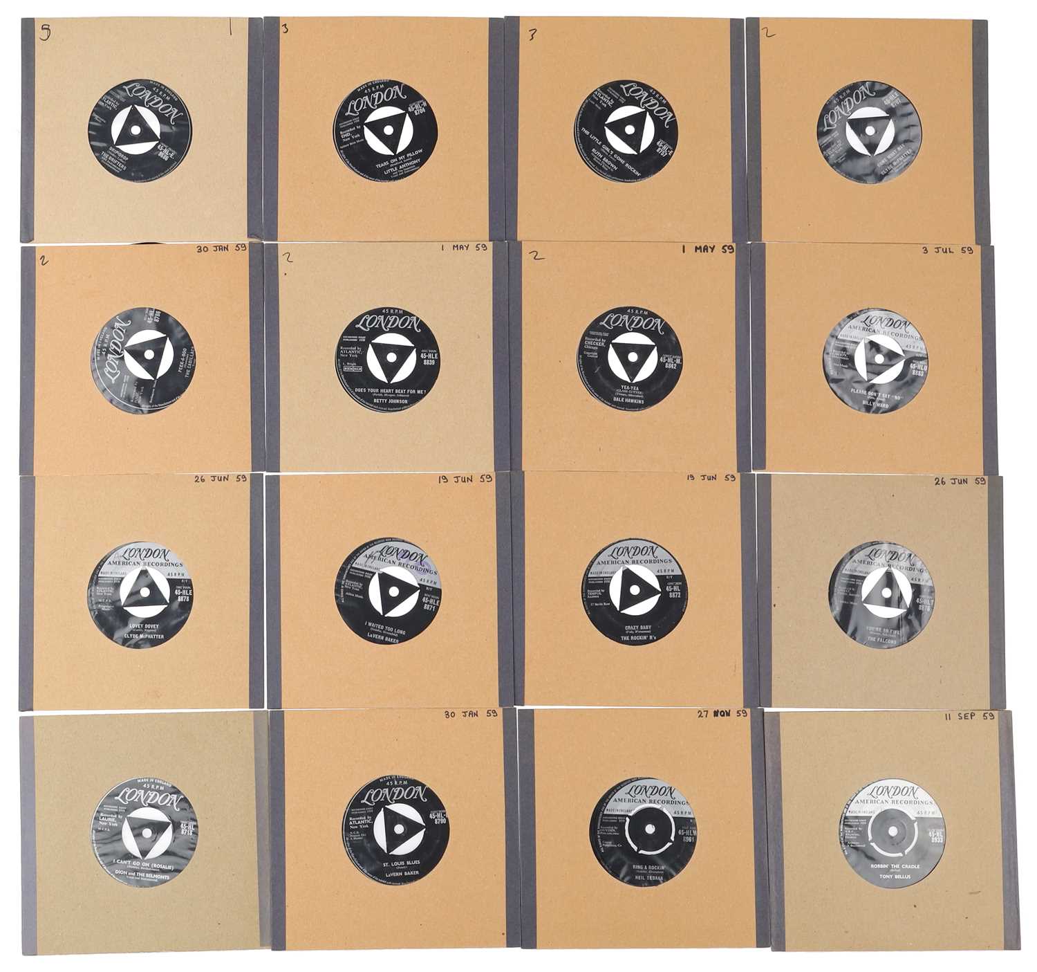 Lot 15 - 1957 TO 1959 - LONDON RECORDS - 7" SINGLE COLLECTION - RARITIES - THE DRIFTERS, LITTLE ANTHONY, RUTH BROWN