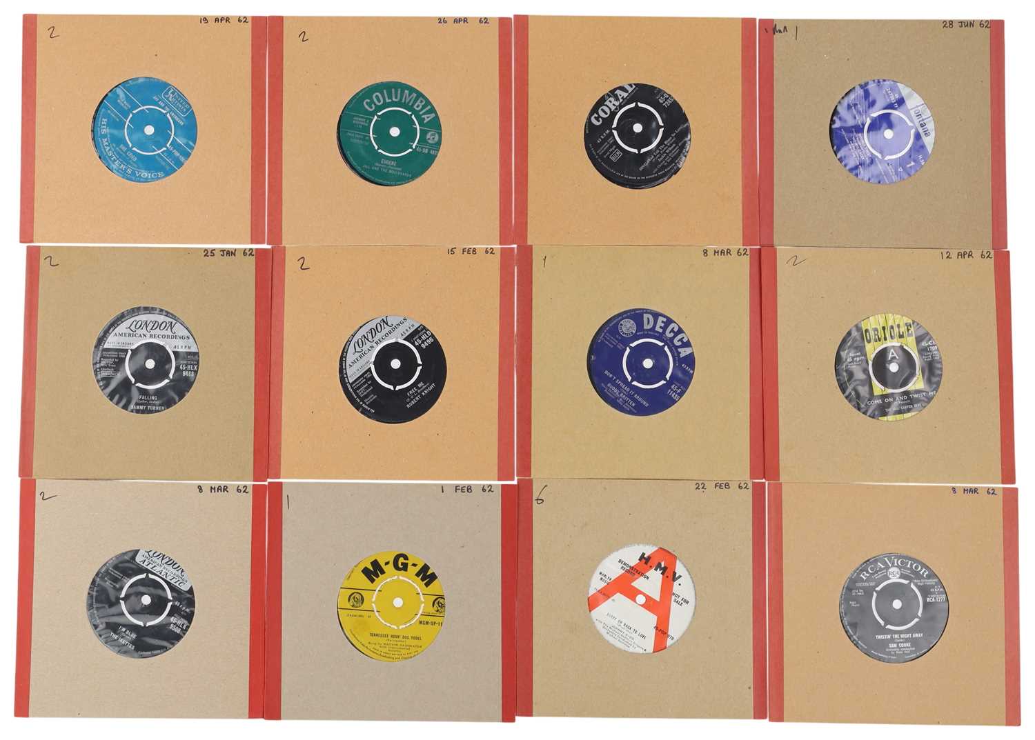 Lot 18 - 1962 JANUARY TO JUNE ROCK AND POP 7" COLLECTION INCLUDING JOHNNY KIDD, JAY AND THE AMERICANS