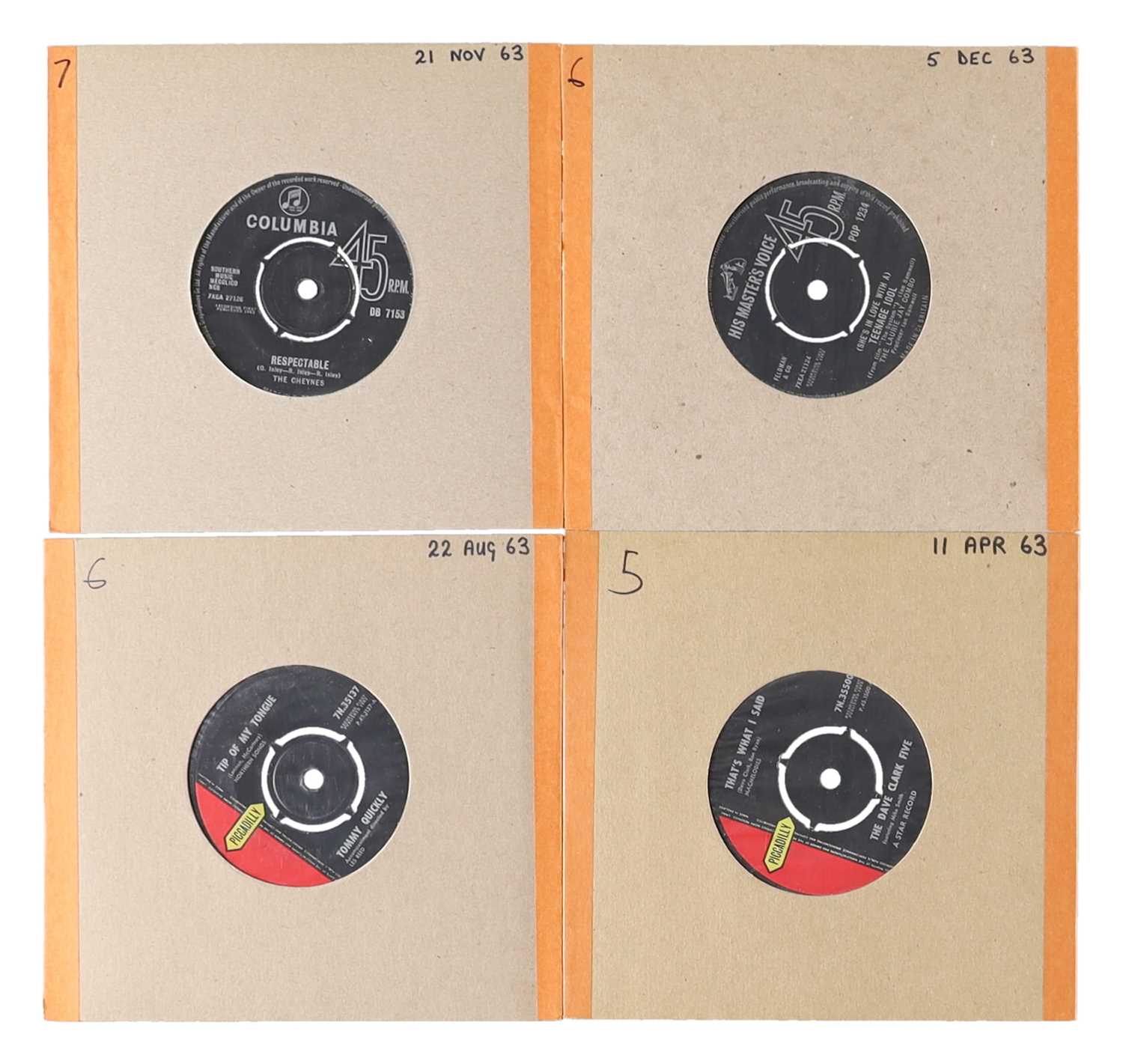 Lot 34 - 1963 - BEAT - RARITIES - 7" SINGLE PACK - THE CHEYNES, THE LAURIE JAY COMBO, TOMMY QUICKLY