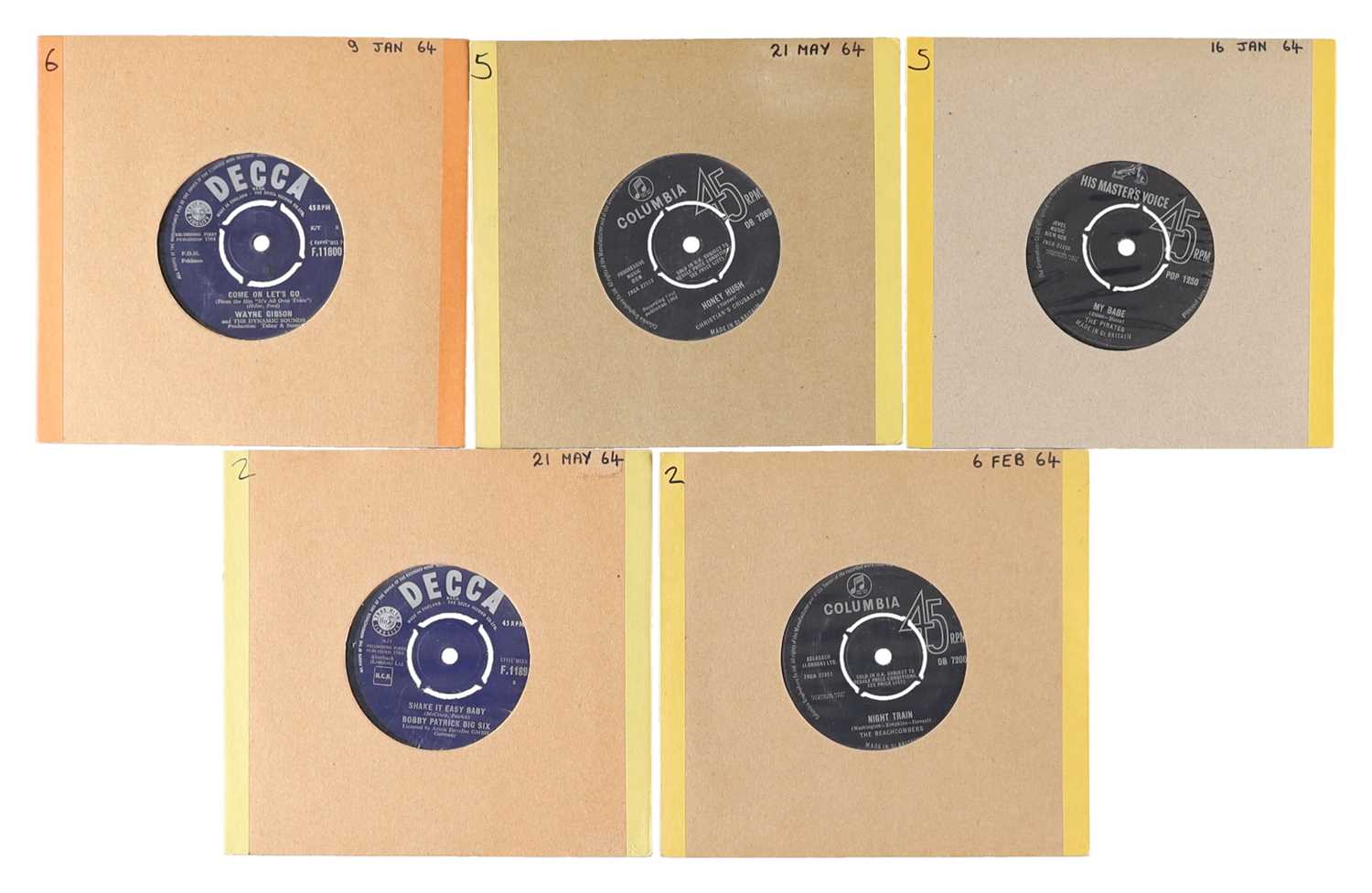 Lot 46 - 1964 - JAN TO MAY - BEAT - ROCK N ROLL - 7" SINGLE PACK - WAYNE GIBSON, CHRISTIAN'S CRUSADERS
