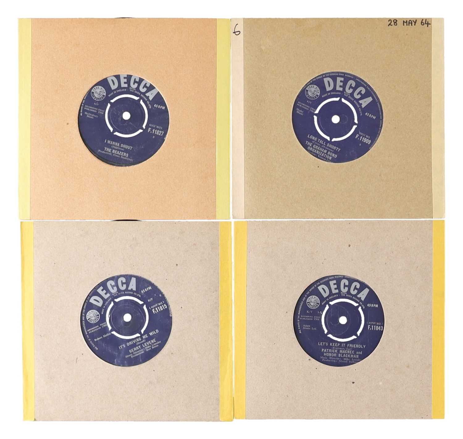 Lot 48 - 1964 - JAN TO MAY - DECCA - MOD - 7" SINGLE PACK - THE BEAZERS, THE GRAHAM BOND ORGANIZATION