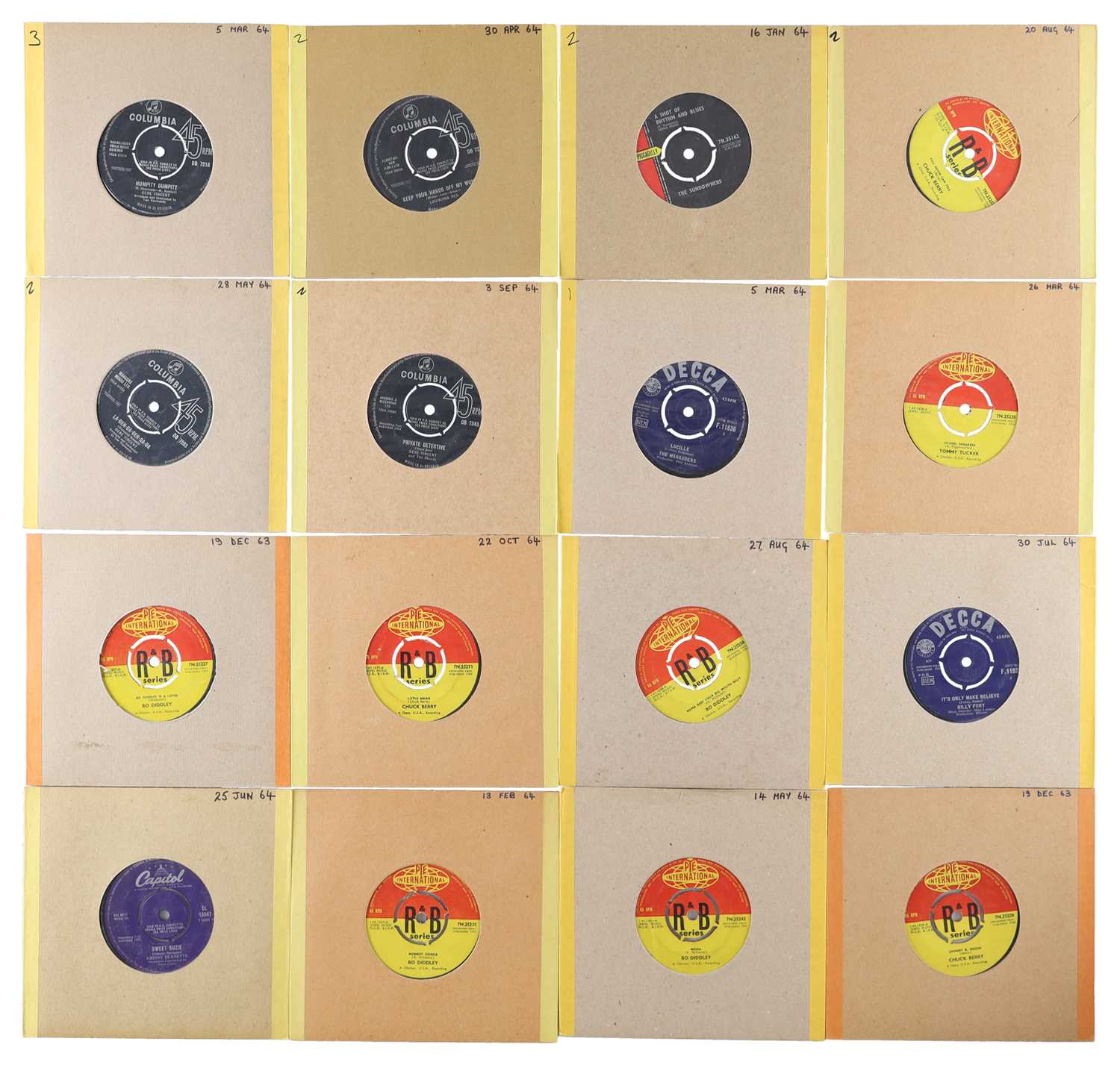 Lot 51 - 1963 to 1964 - ROCK N ROLL 7" SINGLE PACK - GENE VINCENT, LOUISINA RED, THE SUNDOWNERS