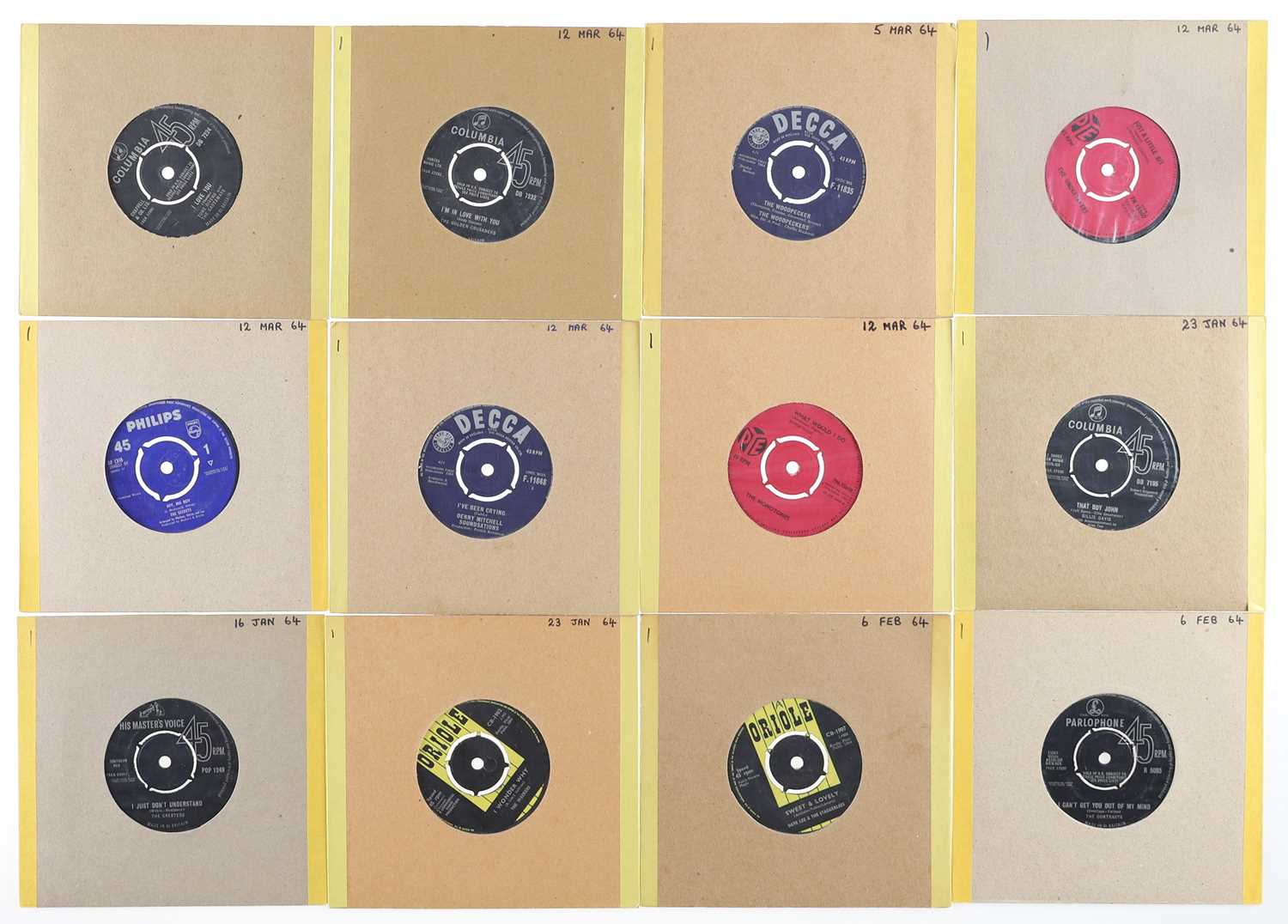Lot 53 - 1964 JANUARY TO MARCH ROCK / POP 7" COLLECTION INCLUDING TONY RIVERS AND THE CASTAWAYS, THE GOLDEN CRUSADERS