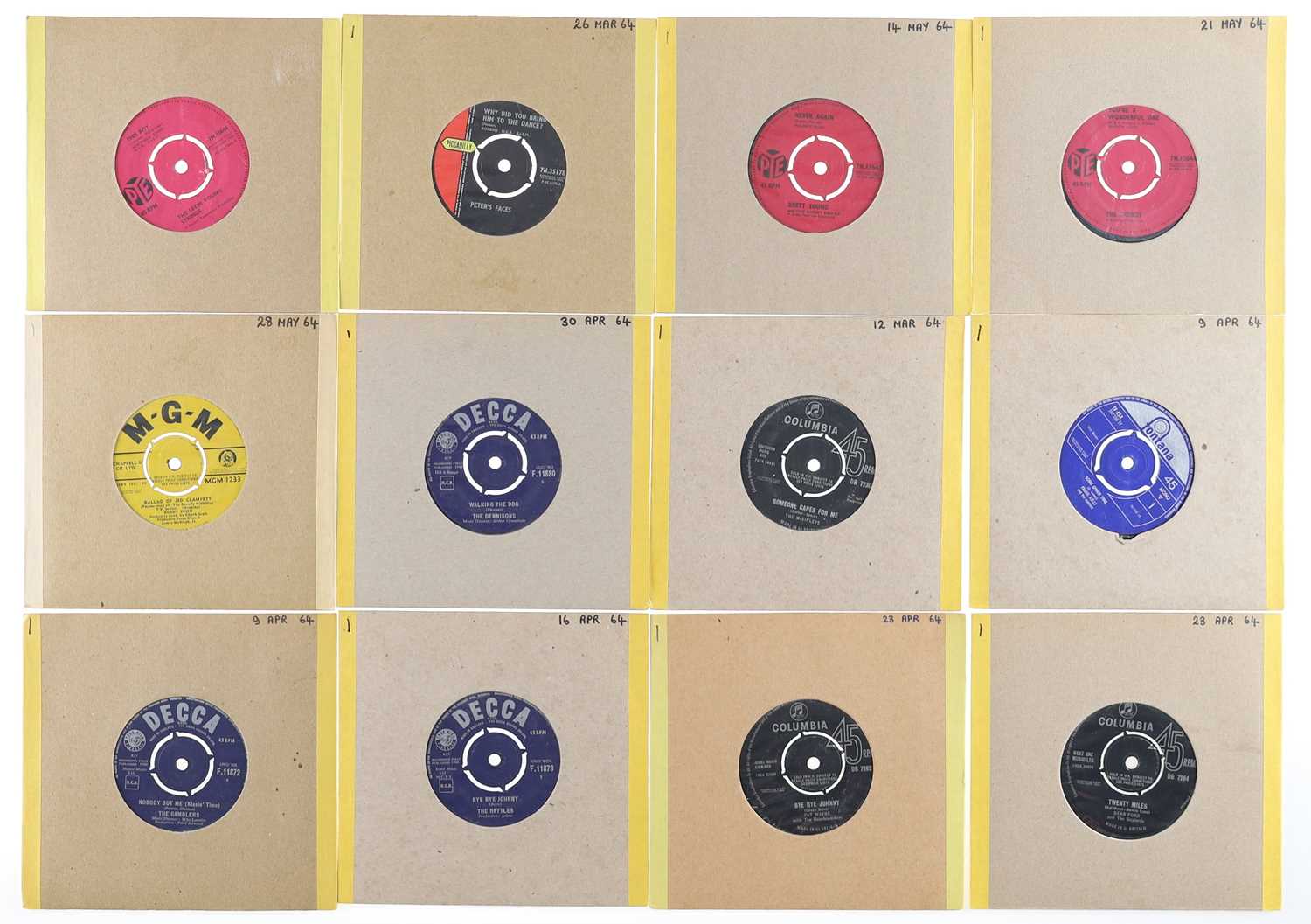 Lot 54 - 1964 MARCH TO MAY ROCK / POP 7" COLLECTION INCLUDING THE LEON YOUNG STRINGS, PETER'S FACES