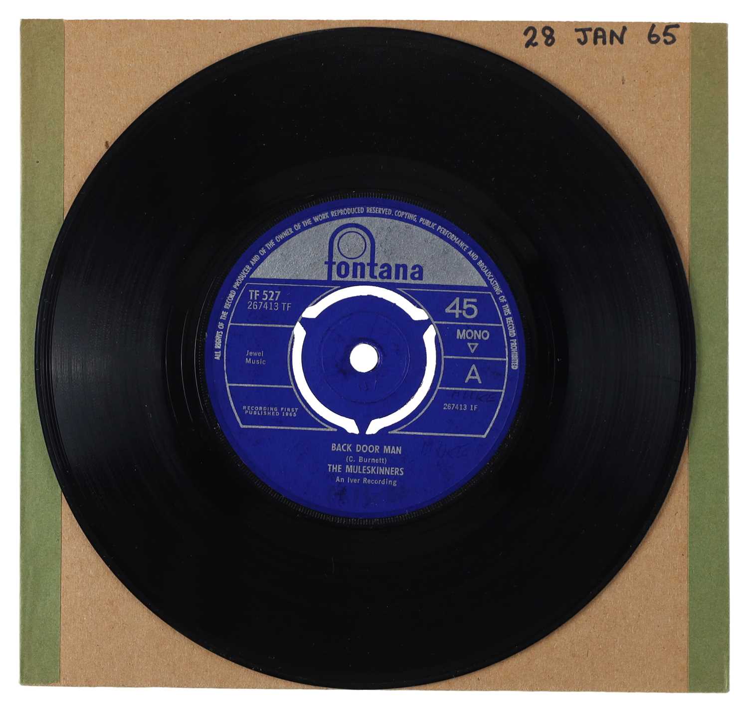 Lot 86 - THE MULESKINNERS – BACK DOOR MAN UK FONTANA 7” (TF 527)