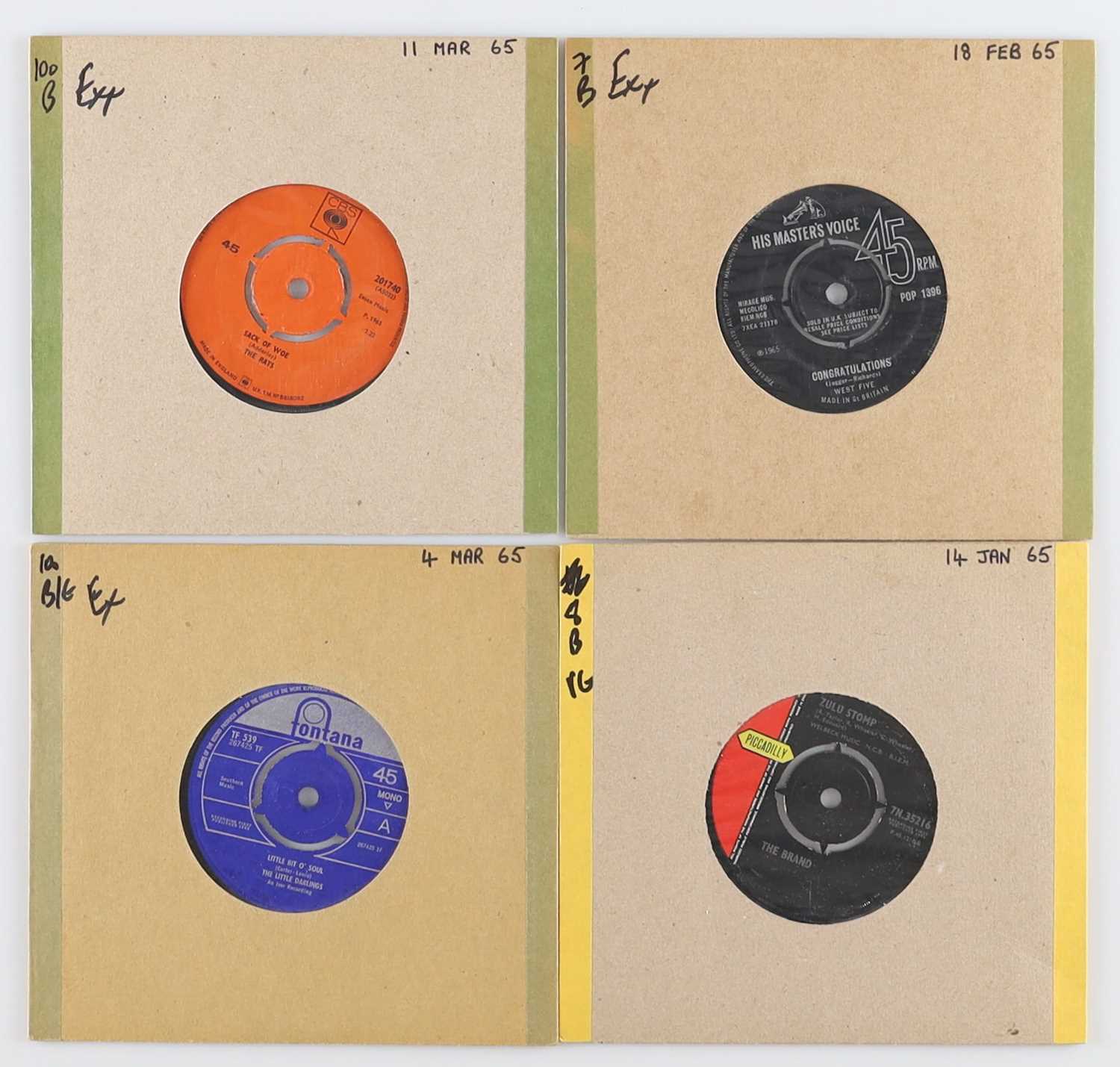 Lot 91 - UK 60'S BEAT MOD GARAGE 7" RARES - THE RATS, WEST FIVE, THE BRAND, LITTLE DARLINGS