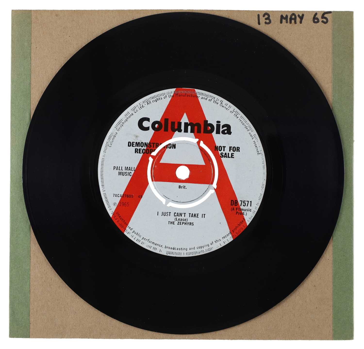 Lot 95 - THE ZEPHYRS – I JUST CAN'T TAKE IT UK COLUMBIA 7” DEMO (DB 7571)