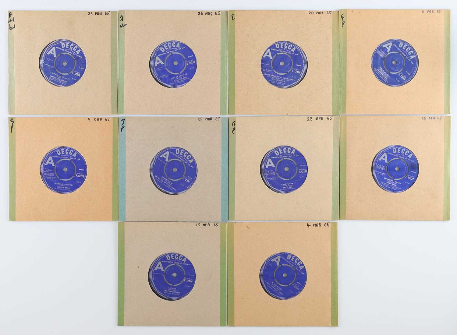 Lot 96 - UK 60'S DECCA DEMOS 7" PACK - LAURIE JAY COMBO, THE OUTSIDERS, RONNIE JONES