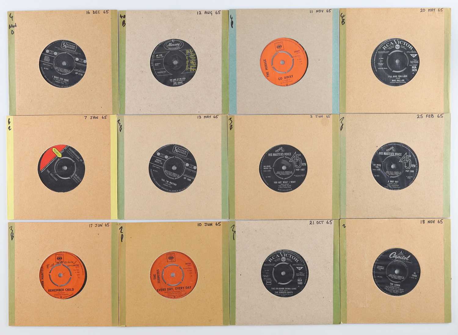Lot 113 - UK 60'S POPSIKE & BEAT 7" PACK - FORCE FIVE, KARL STUART, THE MIRAGE + MORE